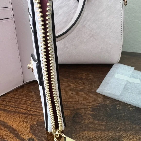 SET🩷 Kate Spade Madison Duffle Crossbody Bag & Wallet Heart Studs Powdered Sugar - Picture 15 of 16